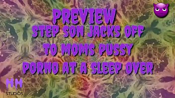 Preview 1 of Cosplay Slut - Step Son Jacks Off To Step Moms Pussy Porno At A s. Over (Preview)