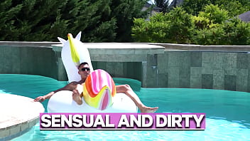 Preview 1 of Femalw Milk - GIRLSRIMMING - Sensual poolside rimming with brunette Akira May
