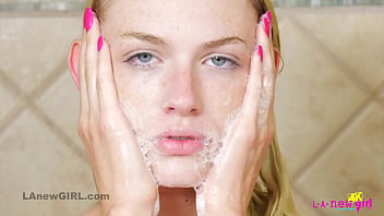 Preview 4 of Khaira Sex Video - Tattooed Blonde with hot skinny body takes sexy Shower in 4K
