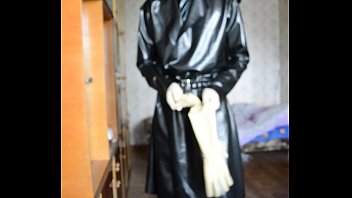 Preview 3 of Full Xyz Movie - Guy putting on his latex coat