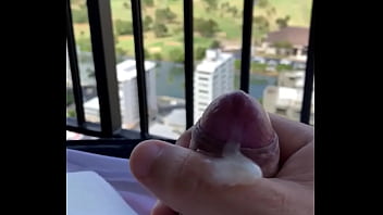 Preview 4 of Hot Mom Doog - Uncut thick cock cumming at a balcony in hawaii