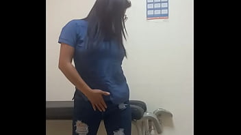 Preview 1 of Little Child Sex Ganbang - Delicious nurse is hot!! She touches her buttocks and tits while she is alone in the hospital waiting room