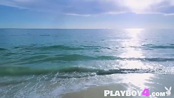 Preview 2 of Mom Wtih Dog - Gorgeous petite MILF posed on the beach in lingerie