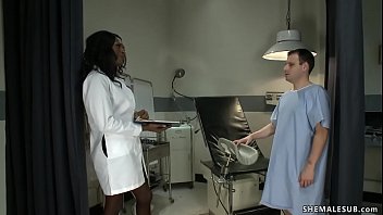 Preview 1 of Long Tongue Miss Vivi - Bbc shemale doctor anal fucks man
