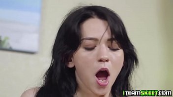 Preview 4 of England Xaxi Video - Teen brunette grinding her tight pussy on the studs big cock