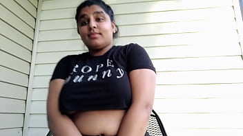 Preview 4 of Anri Okita Cumshot - Exhibitionist Indian Slut Bounces her Big Tits Outside