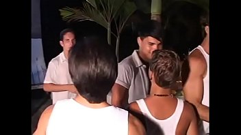 Preview 1 of Girl On Girl At Bad - Young gay dressed as Greek god rides tanned Brazilian dude&#039_s hard cock