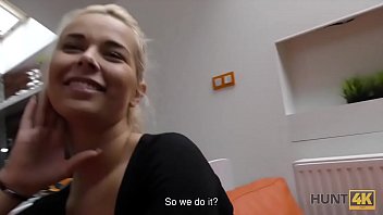 Preview 2 of Preg Salut - HUNT4K. Shaved vagina of cute blonde should be banged very hard