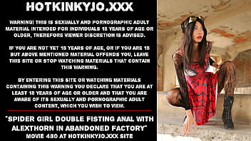 Preview 1 of Ava Addams Breastfeeding To - Spider girl double fisting anal with AlexThorn in abandoned factory