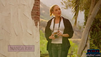 Preview 1 of Mom Mother Curve Seduced Son - Naturally curvy blonde MILF babe taking selfies outdoor