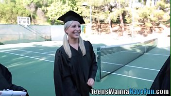 Preview 1 of Amna Ass - Real graduating teens eat out and finger