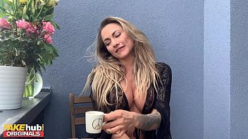 Preview 1 of 50 Lbs Girl - FAKEhub Stunning Blonde Michaela Isizzu Masturbates on her Balcony