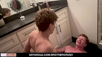 Preview 4 of Tigresa E Para Pedro Santana - When young boy walks into the bathroom to brush his teeth,  he can&rsquo_t stop staring at his stepbrother while he&rsquo_s taking a shower