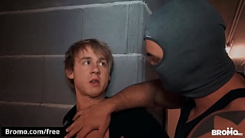 Preview 2 of Son Fuckong Mom - Tall Blond Dude Gets Robbed Fucked Hard Bareback Anal In The Basement - BROMO