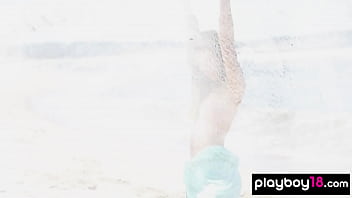 Preview 2 of Zaare Khan - All natural ukrainian Lilii stripping on the beach