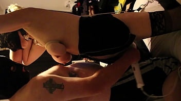 Preview 4 of Leather Biker Boots Fuck - Amateur sub wife screams and cums hard after being bound and wanded