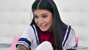 Preview 2 of Boling Girl - Petite Asian teen in knee highs takes on a huge hard cock