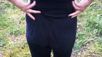 Preview 1 of Girls Peeing Pants Dry Humping - Passionate Brunette Sucking Cock and Pissing in the Forest - Homemade