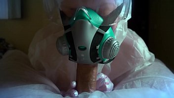 Preview 2 of Travesti Ece - A girl in a protective suit and a gas mask sucks a dick. Sex during the COVID 19 epidemic