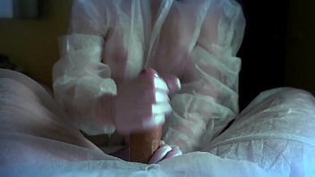 Preview 1 of Travesti Ece - A girl in a protective suit and a gas mask sucks a dick. Sex during the COVID 19 epidemic