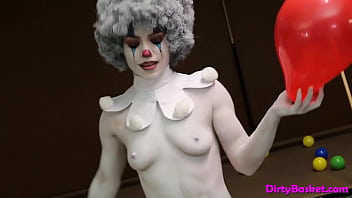 Preview 3 of Fuck With Young Step Mom - Sexy babe wears clown makeup and teases