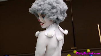 Preview 4 of Fuck With Young Step Mom - Sexy babe wears clown makeup and teases