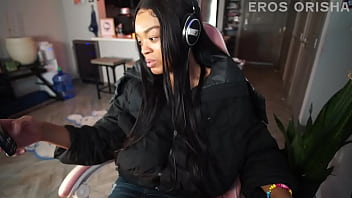 Preview 1 of Sexwab In - SUPER HORNY EBONY Trans Pornstar Eros Orisha Strokes Her BIG BLACK COCK On Cam!