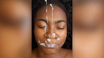 Preview 2 of Wwwsix Videos Enamil Hours - GIANT CUM FACIAL ON EBONY TEEN