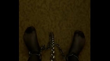 Preview 1 of Bbw Fig - Pantyhose Gay Slave in Full Body Shackles