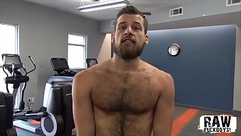 Preview 2 of Towel Fucking - RawFuckBoys - Young hairy stud strokes big cock solo after hot workout