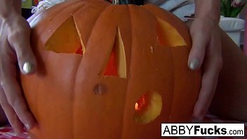 Preview 1 of Anal Big Mom - Abigail carves a pumpkin then plays with herself