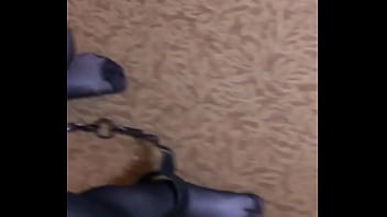 Preview 3 of Lisa Com - Pantyhose Gay Slave In Heavier Shackles