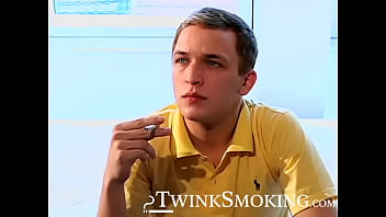 Preview 1 of Child Pads - Cute Adam oozed cum while smoking after his jerking session