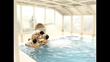 Preview 1 of Xyxxx Xcxxxx - Michelle Wild,  DP Threesome in the Swimming Pool
