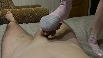 Preview 3 of Lost Wife Party - Caged cock busted with Mistress&#039_s feet