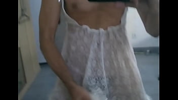 Preview 3 of 2 Baby Lesbi - TOCANDO PUNHETA VESTIDO COM A CAMISOLA DA ESPOSA