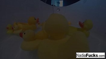 Preview 1 of Rashmi Desai Pron - Sexy Nadia takes a bath with some rubber duckies