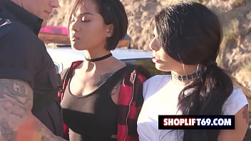 Preview 2 of Step Momastriliya - Two bratty teens Gina Valentina and Honey Gold fucked by a cop