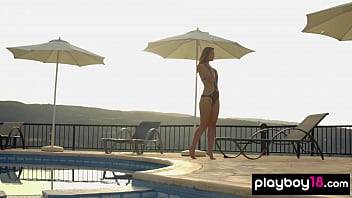 Preview 1 of Chakka Ka Xxxx - Busty ukrainian Kailena stripping by the pool outdoor