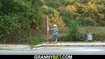 Preview 1 of Old Groupers In Train - He picks up 70 yo old blonde granny for sex