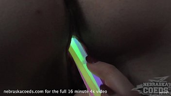 Preview 4 of Forced To Lick Cum Off Her Feet - lucia back and glow stick gaping her pusy and swollen pussy pump