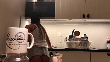 Preview 3 of Homemade Bitch - Round Ass Big Tits Tight Pussy Amateur Young Brunette Slut is on Voyeur Cam at Home without Panties