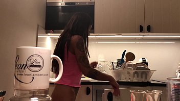 Preview 1 of Homemade Bitch - Round Ass Big Tits Tight Pussy Amateur Young Brunette Slut is on Voyeur Cam at Home without Panties