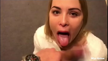 Preview 3 of Sunny Xxiix - Blowjob in the lift and stairs cumshot swallow public
