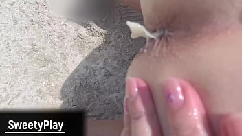 Preview 1 of Preeti Chopra Sex Video Full - Outdoors anal milk enema on the beach