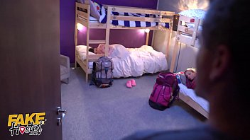 Preview 1 of Cezch Group Sex - Fake Hostel Tiny Australian and big ass Italian backpackers fucked hard