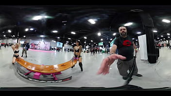 Preview 3 of Shemale Group Sasha Hevyn - VR video of girls on a seesaw at EXXXotica NJ2018