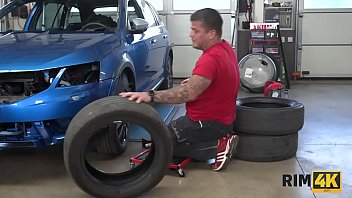 Preview 1 of Nina Mlive - RIM4K. After a hard shift in the garage,  man receives amazing rimjob