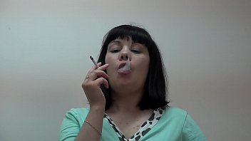 Preview 1 of Daughter Exching - The brunette smokes a cigarette and masturbates her hairy pussy. Homemade fetish and vagina fingering.
