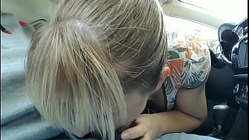 Preview 1 of Granny Young Lesbian Do - Cheating Wife Car Blowjob and Swallows